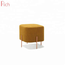Wooden stool ottoman with fabric cover square molding pouf